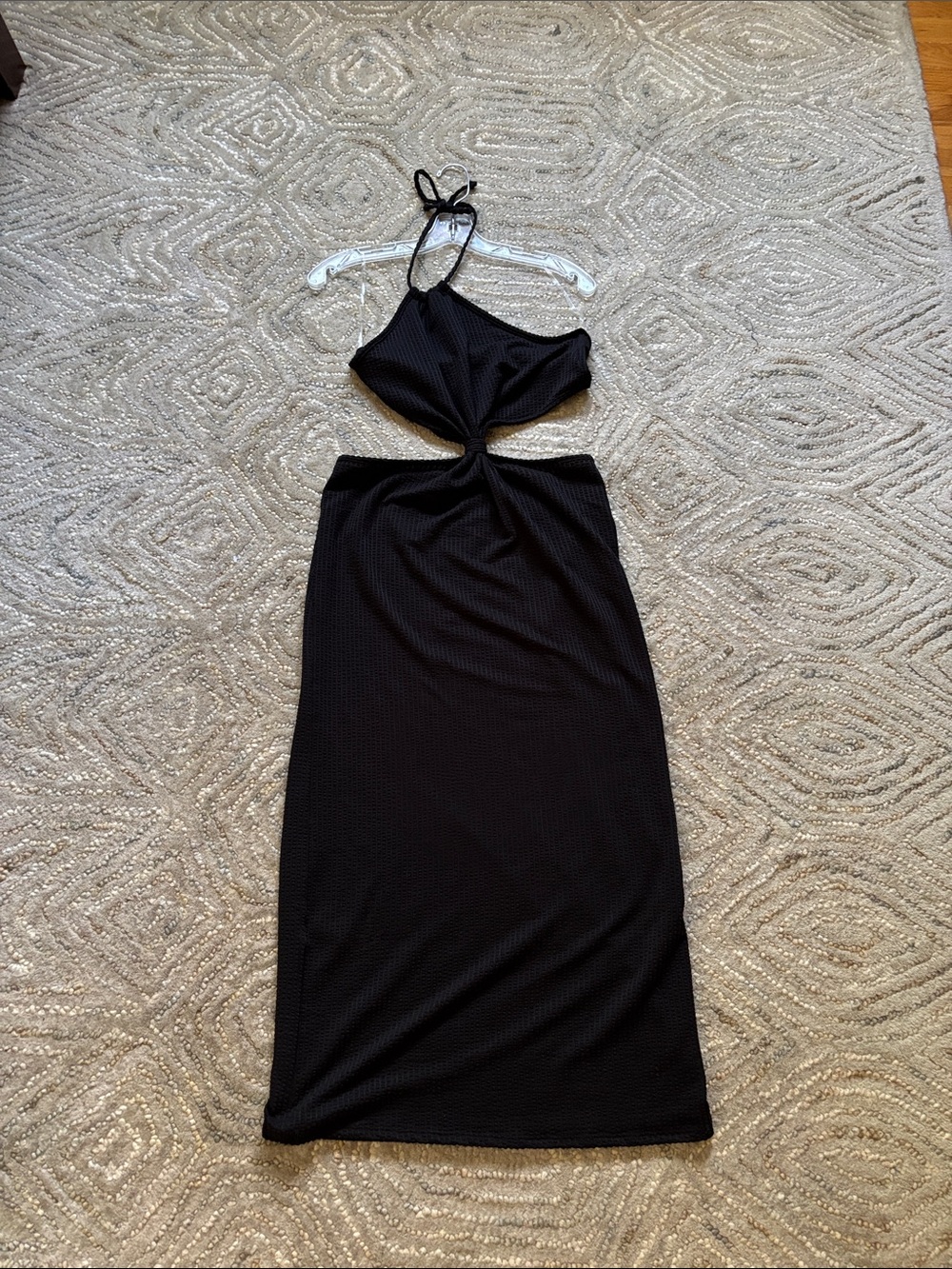 Black Cutout Halter Midi Dress